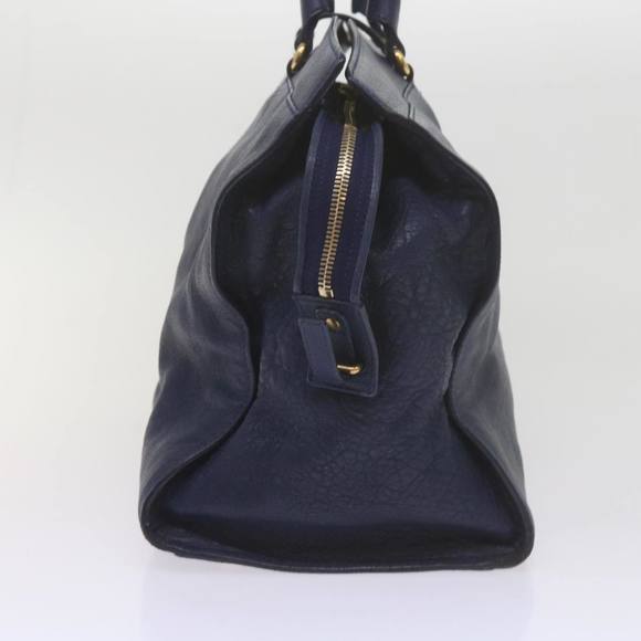 SAINT LAURENT Cavas Chyc Hand Bag Leather Navy 275091 Auth am5374 - Picture 4 of 16